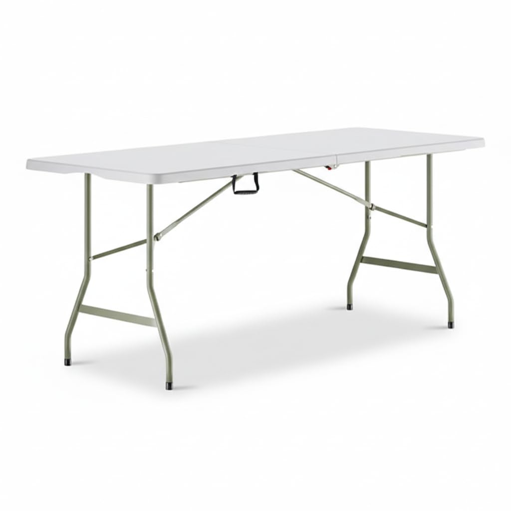 Set of 5 White Plastic Bi-Folding Rectangular Event Tables S2204