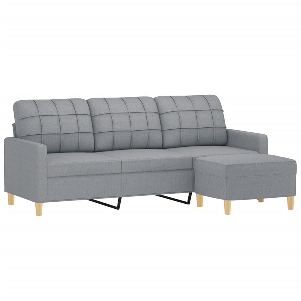 Light Gray 78 Inch Wide 3-Seater Sofa with Footstool Y42741