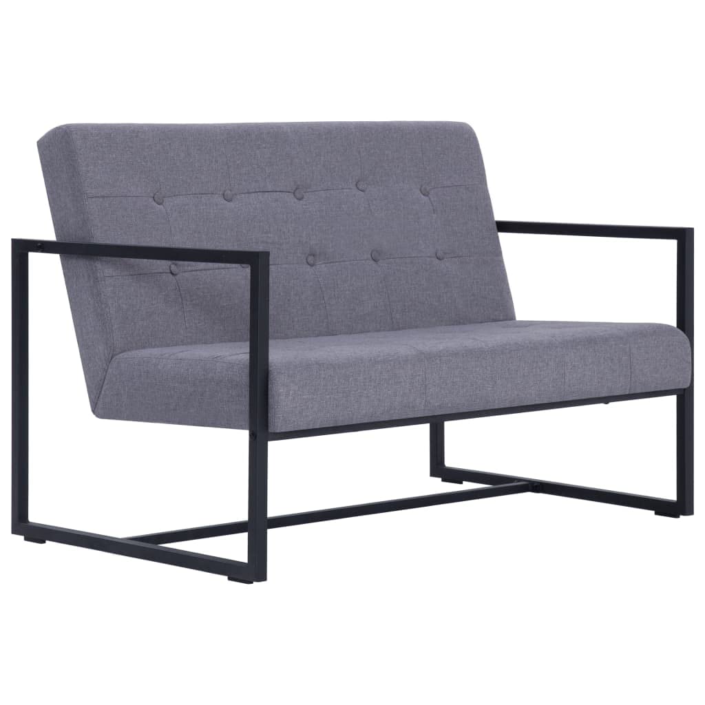 Light Gray 2-Seater Upholstered Fabric Sofa with Armrests P726238