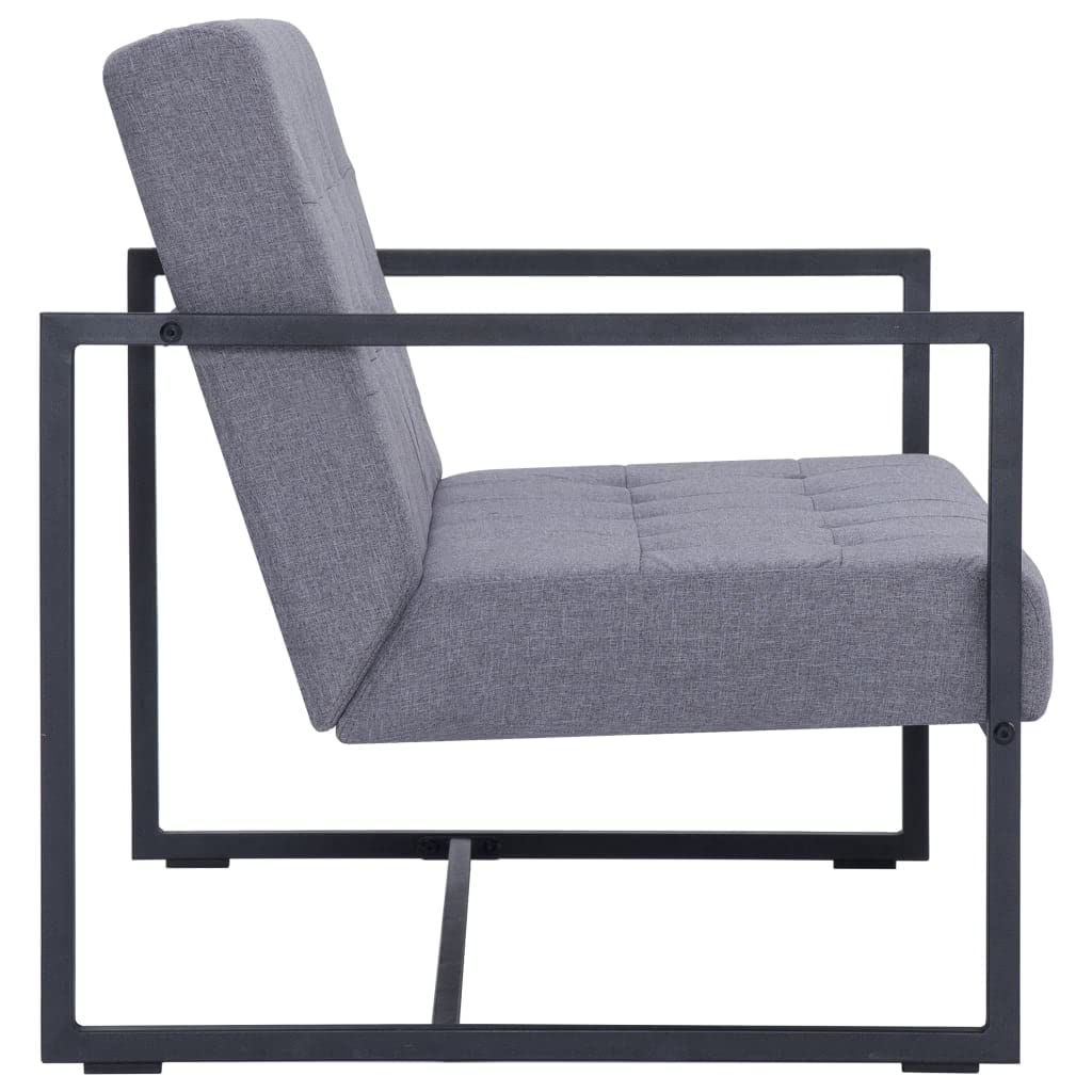 Light Gray 2-Seater Upholstered Fabric Sofa with Armrests P726238