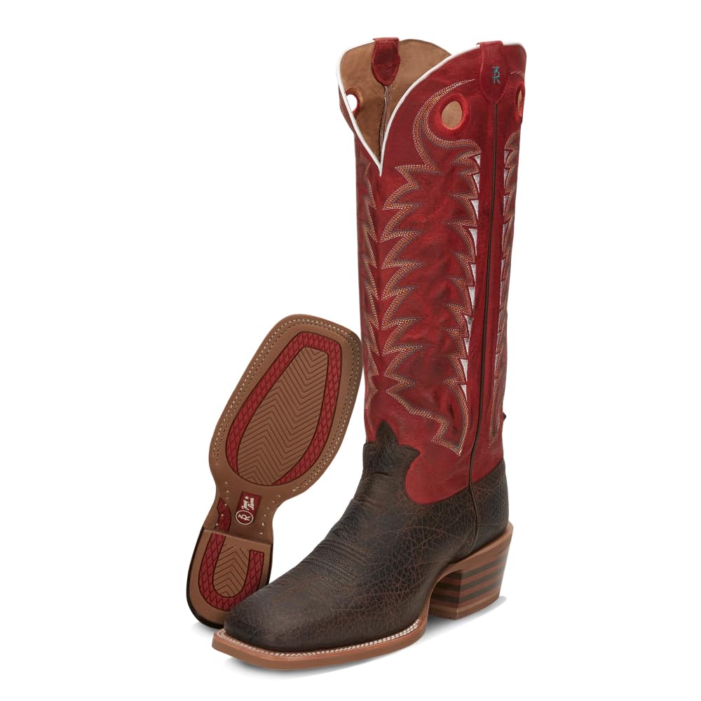 Cowhide Leather Square Toe Cowboy Boots D5855