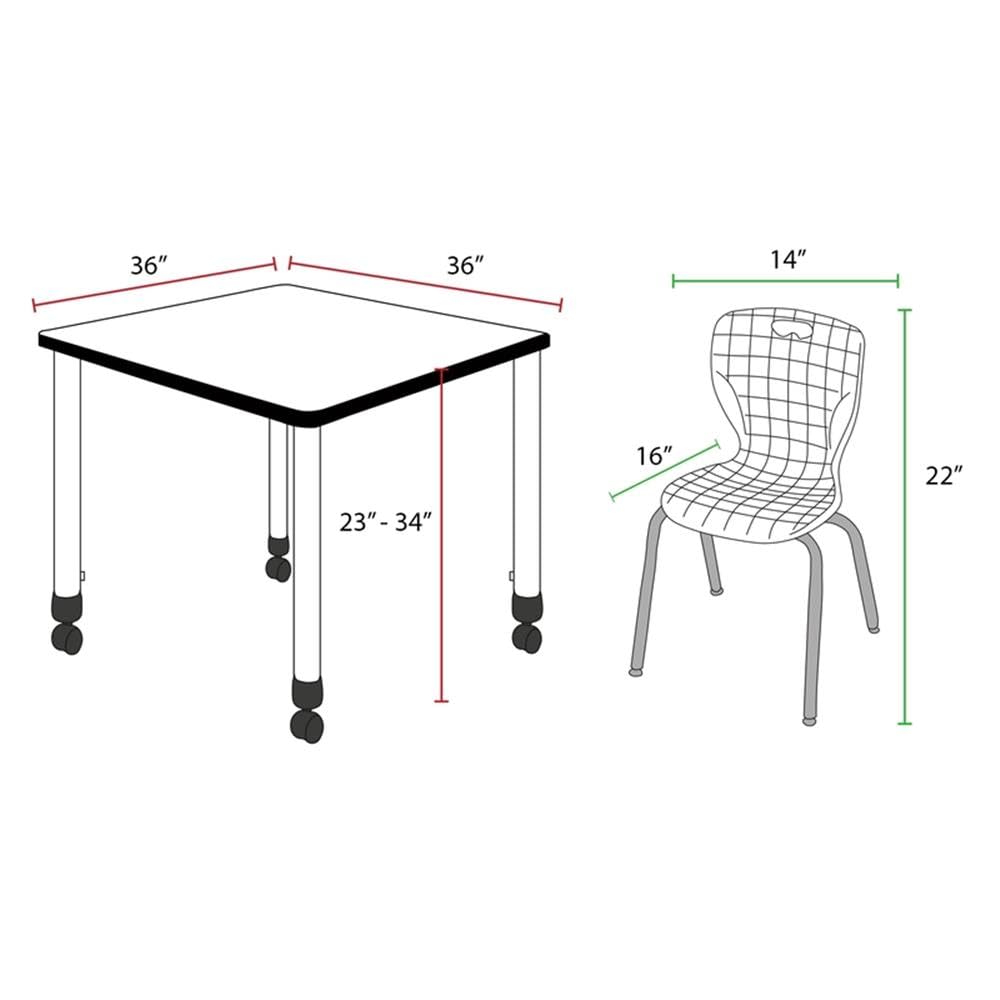 36" Square Mobile Table with 4 Stack Chairs P233172