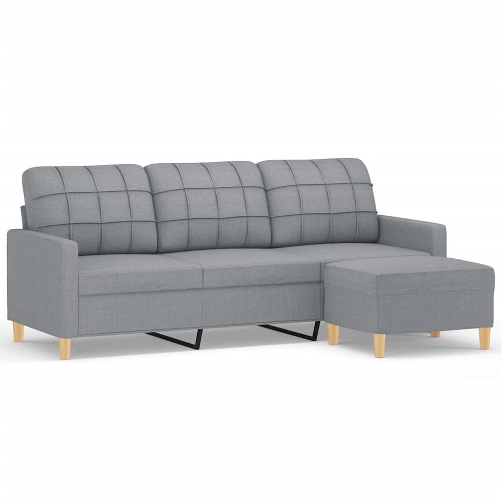 Light Gray 78 Inch Wide 3-Seater Sofa with Footstool Y42741