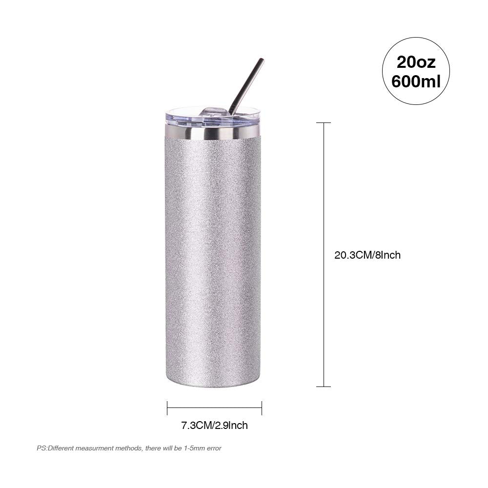 4 Pack 20 OZ Glitter Silver Tumblers M843322
