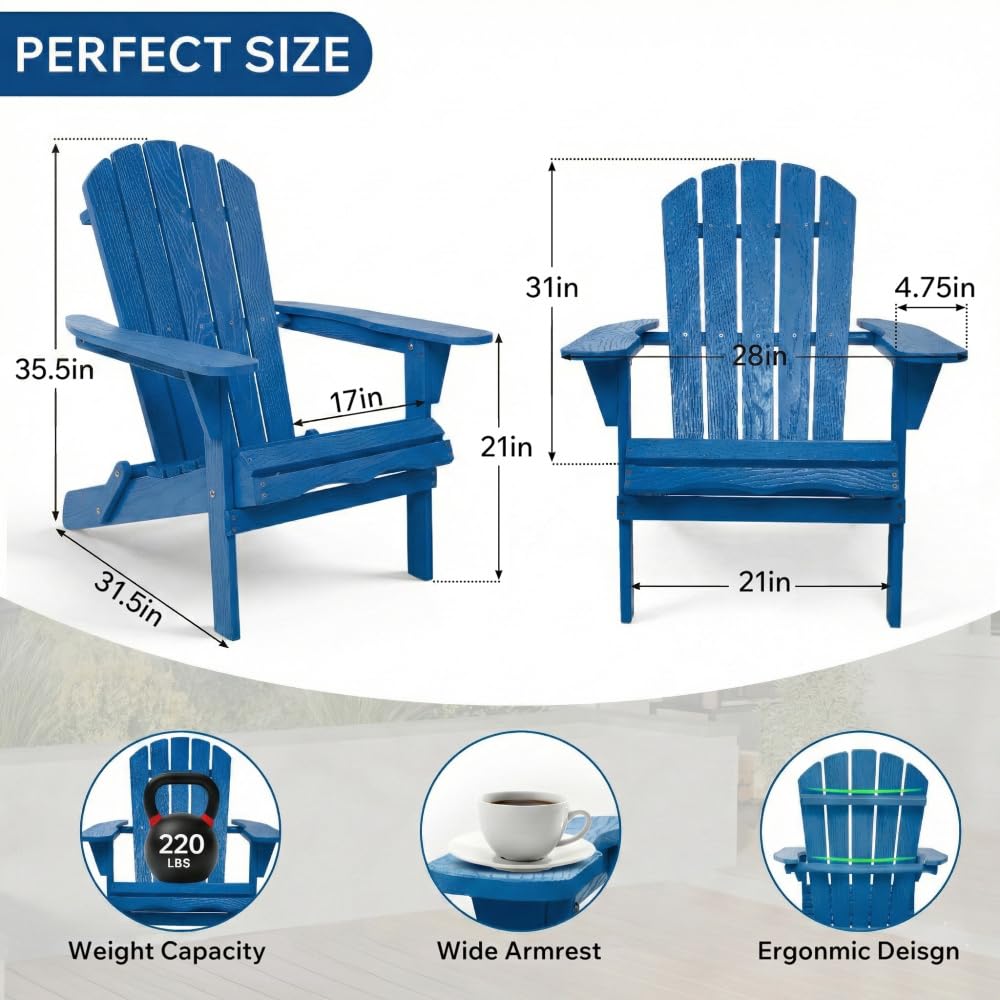 Folding Solid Cedar Wood Adirondack Chair M19500