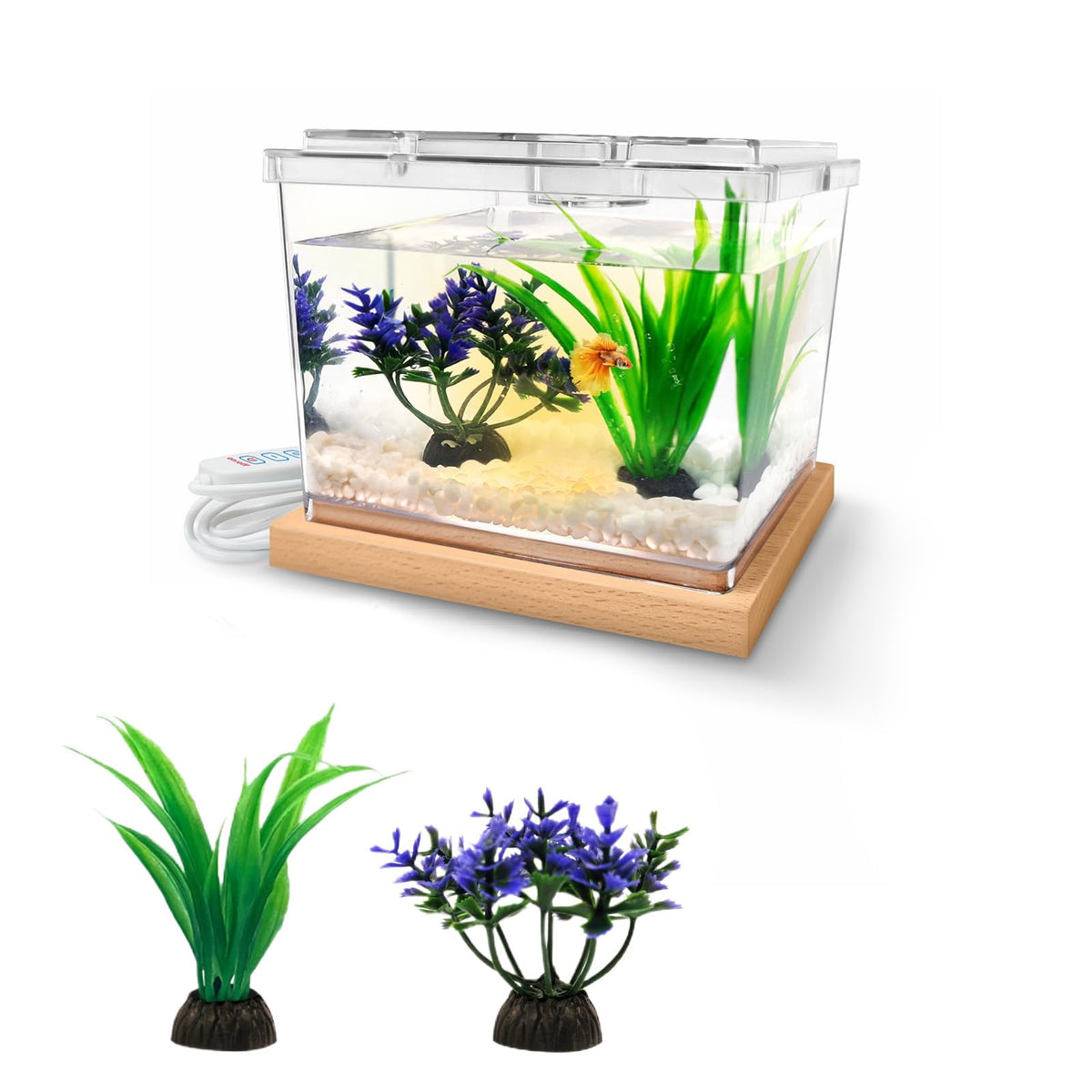 Mini Betta Fish Tank Kit with LED Light Base Q34041