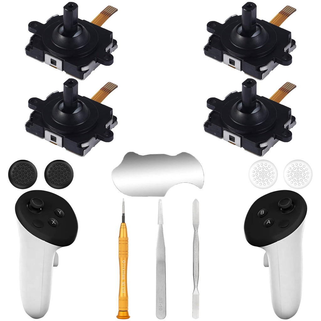 4 Pack Joystick Replacement Kit, Include 4 Joysticks, 4 Thumbstick Grips, T5 Screwdriver, Tweezer, Pry Tool J469179