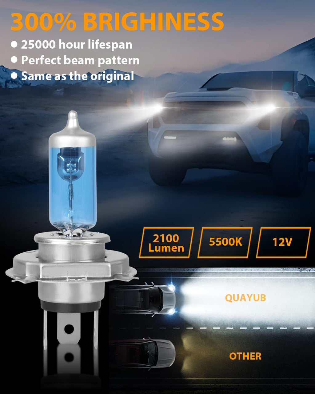 H4 Halogen Headlight Bulbs, Pack of 2 W35653