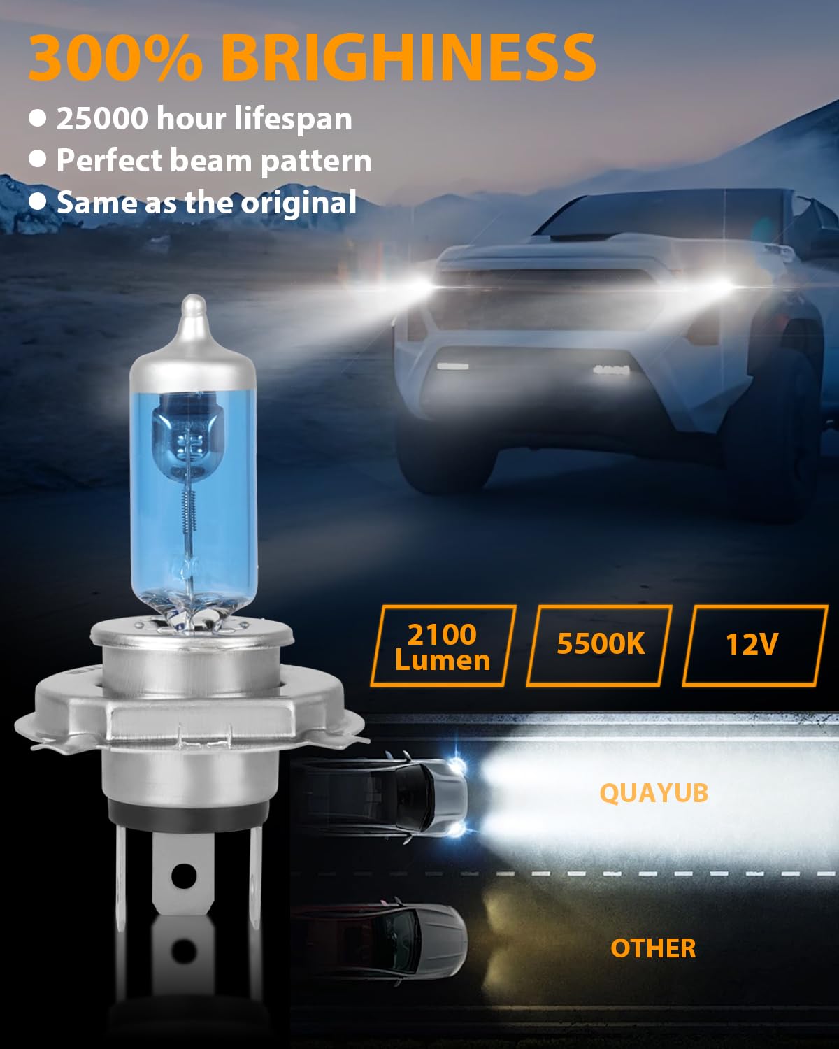 H4 Halogen Headlight Bulbs, Pack of 2 W35653