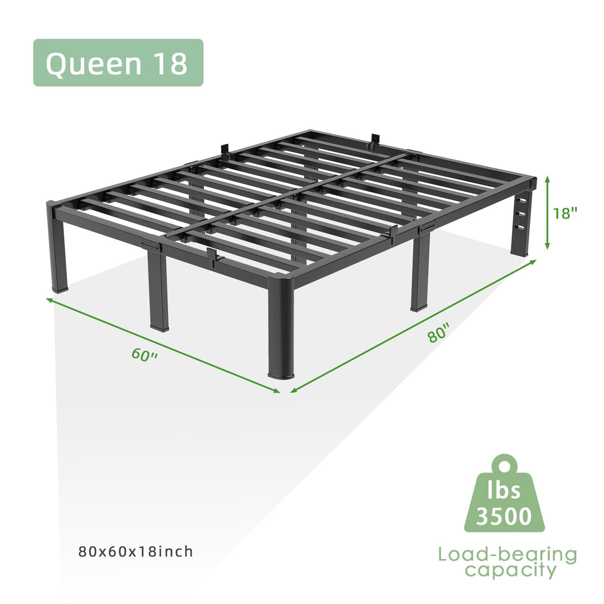 Queen Size 18 Inch Metal Platform Bed Frame A636172