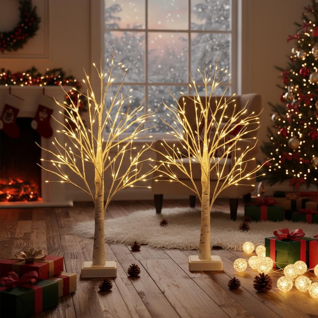 24" 2FT White Birch Tree with 144 LED Lights L776