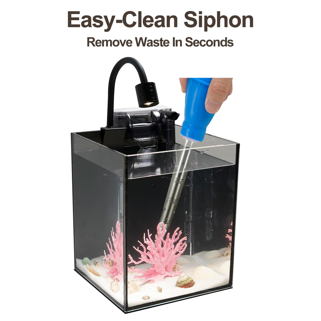 1.2 Gallon Rimless Glass Aquarium Tank Kit with Filter O32663