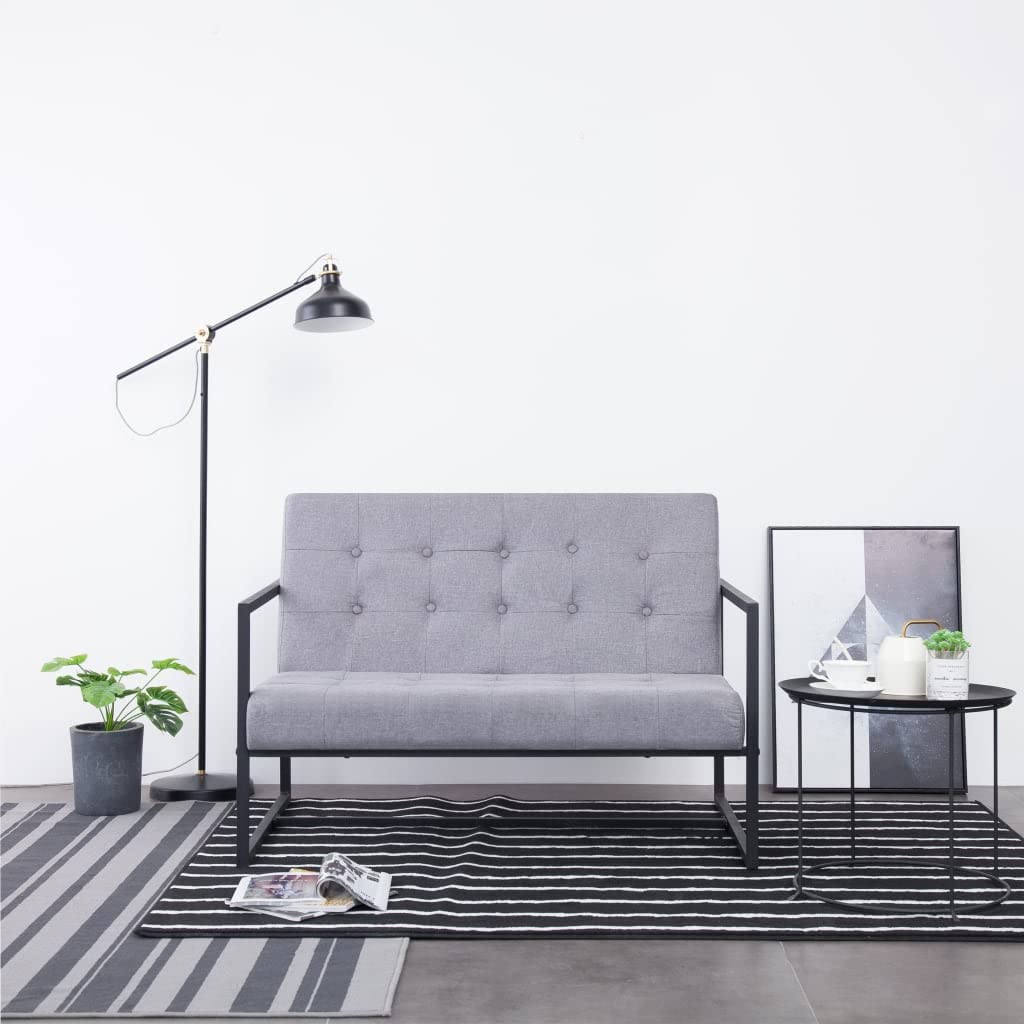 Light Gray 2-Seater Upholstered Fabric Sofa with Armrests P726238