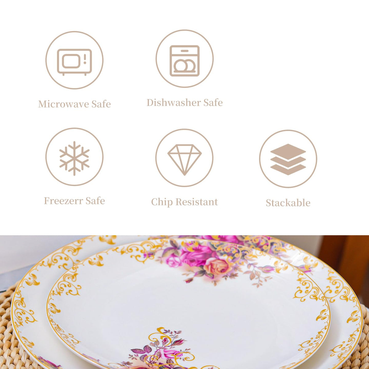White 12 Piece Porcelain Dinnerware Set Z652888