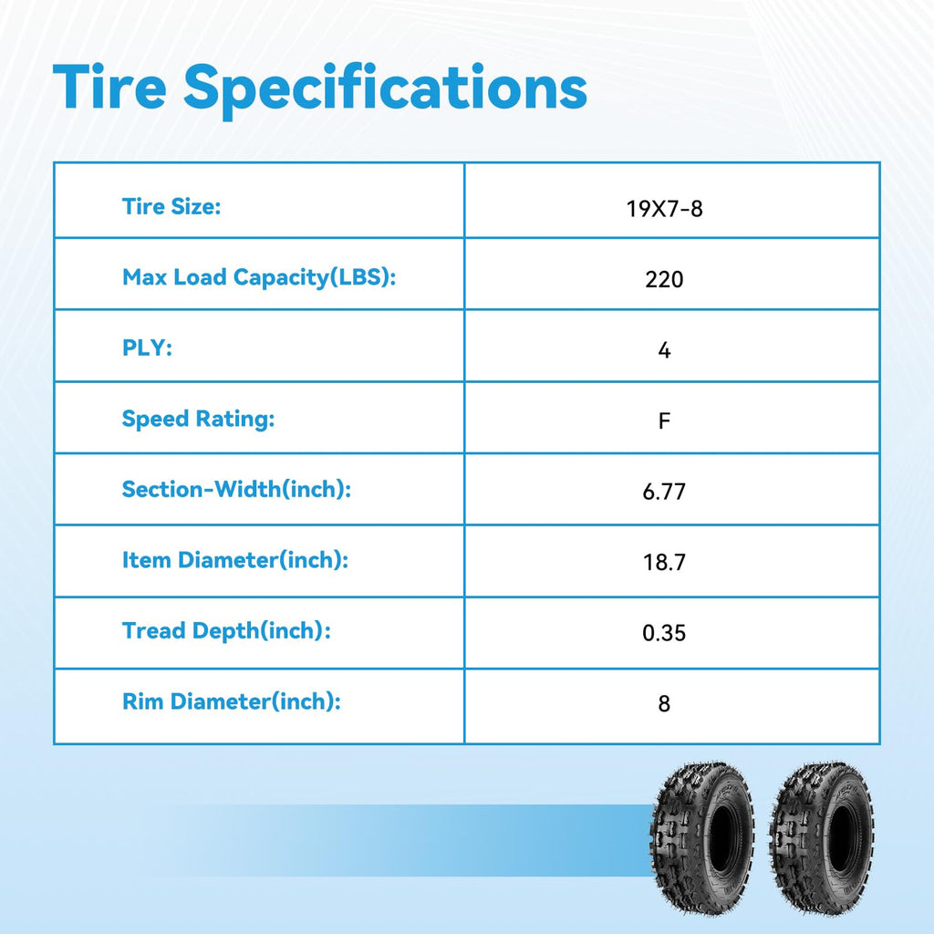 19x7-8 Mini Bike Tire Tubeless E42243