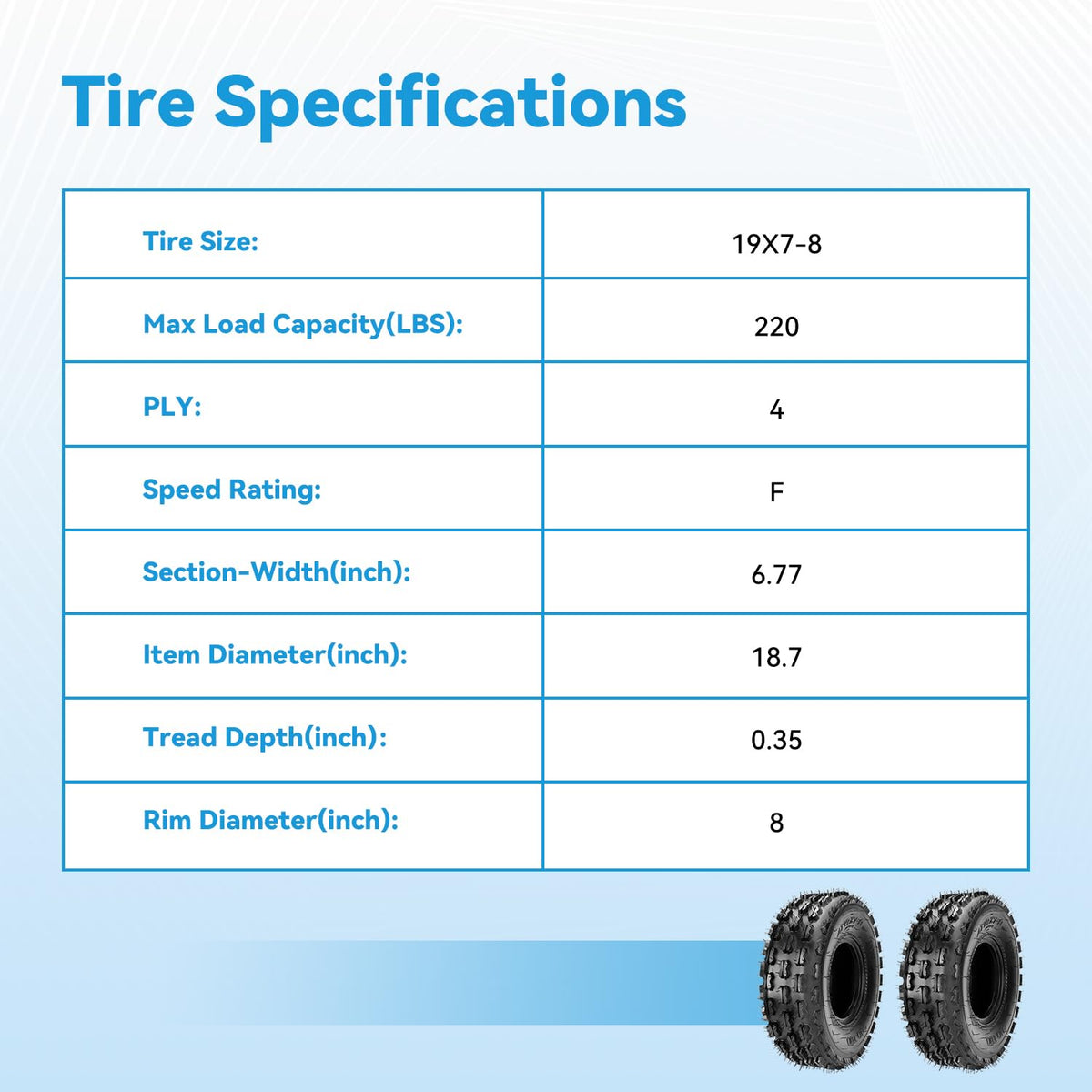 19x7-8 Mini Bike Tire Tubeless E42243