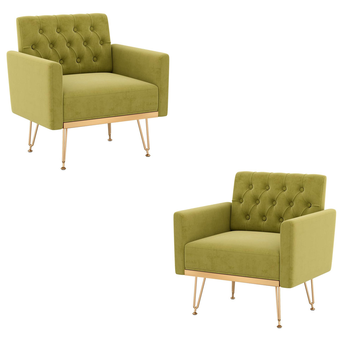 Green Velvet Accent Chair with Arm H52824