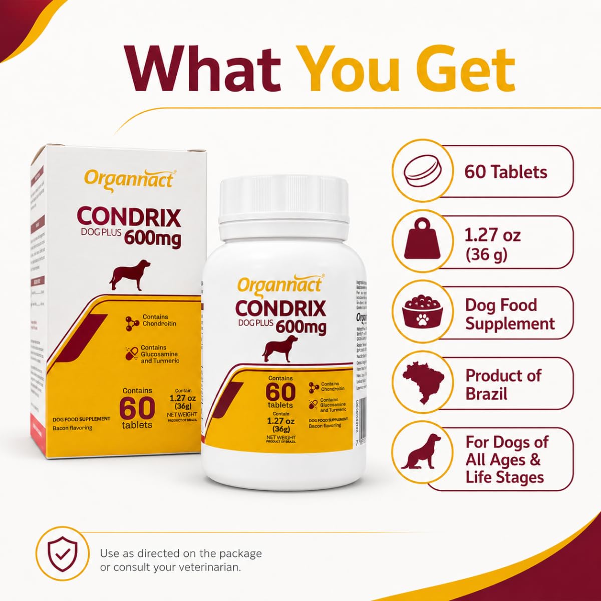 Bacon Flavored Glucosamine Chondroitin Turmeric Dog Supplement 60 Count D61641