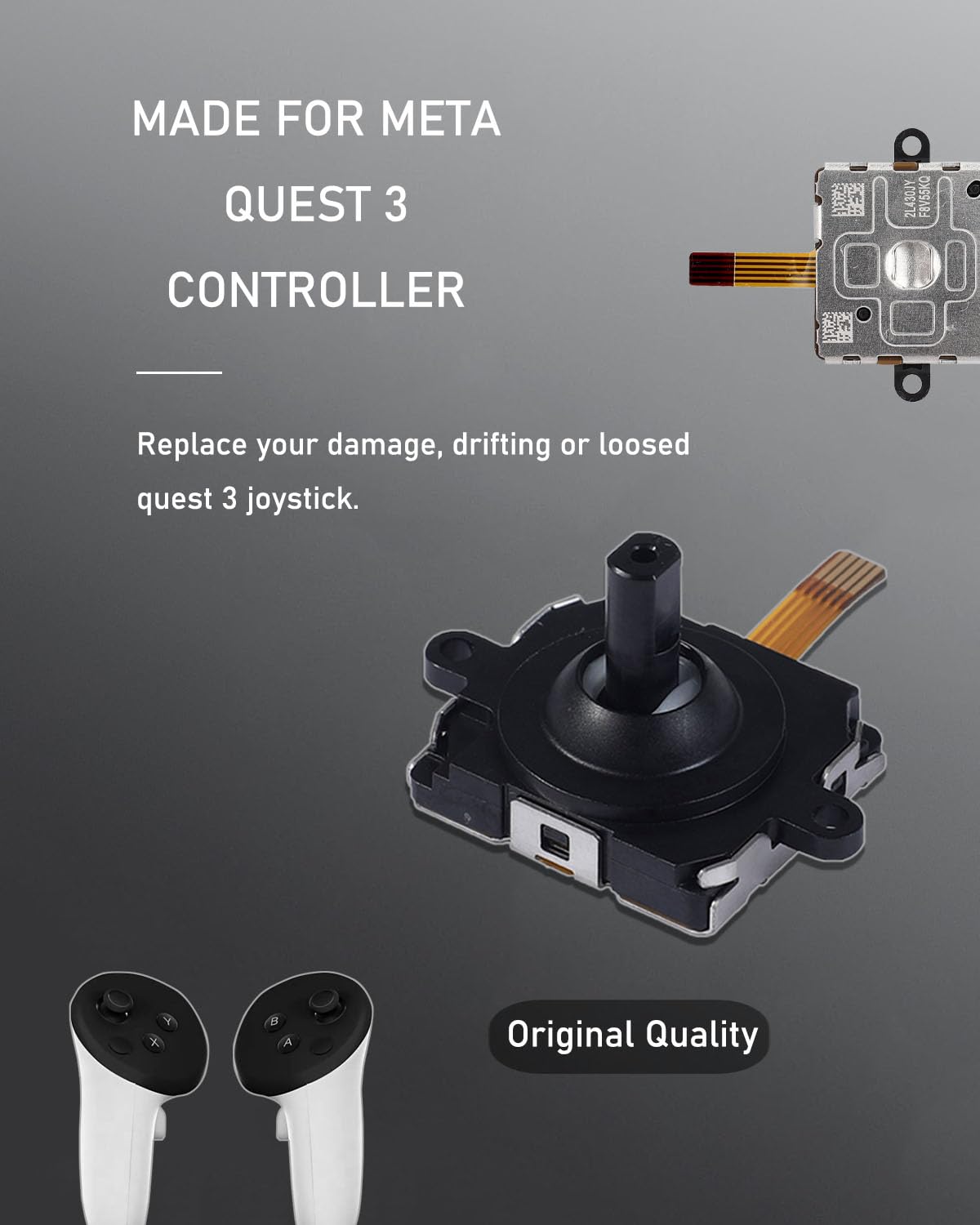 4 Pack Joystick Replacement Kit, Include 4 Joysticks, 4 Thumbstick Grips, T5 Screwdriver, Tweezer, Pry Tool J469179