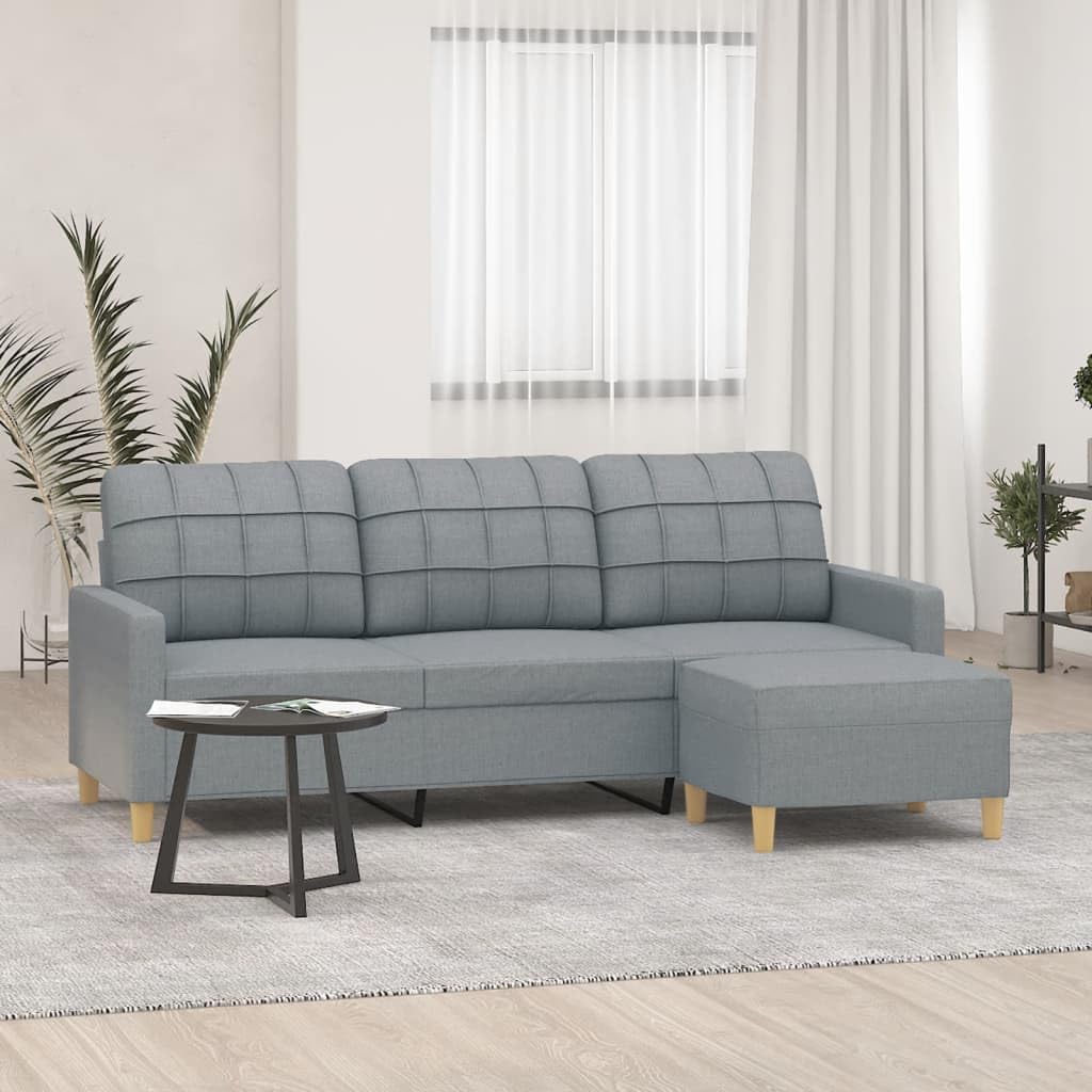 Light Gray 78 Inch Wide 3-Seater Sofa with Footstool Y42741
