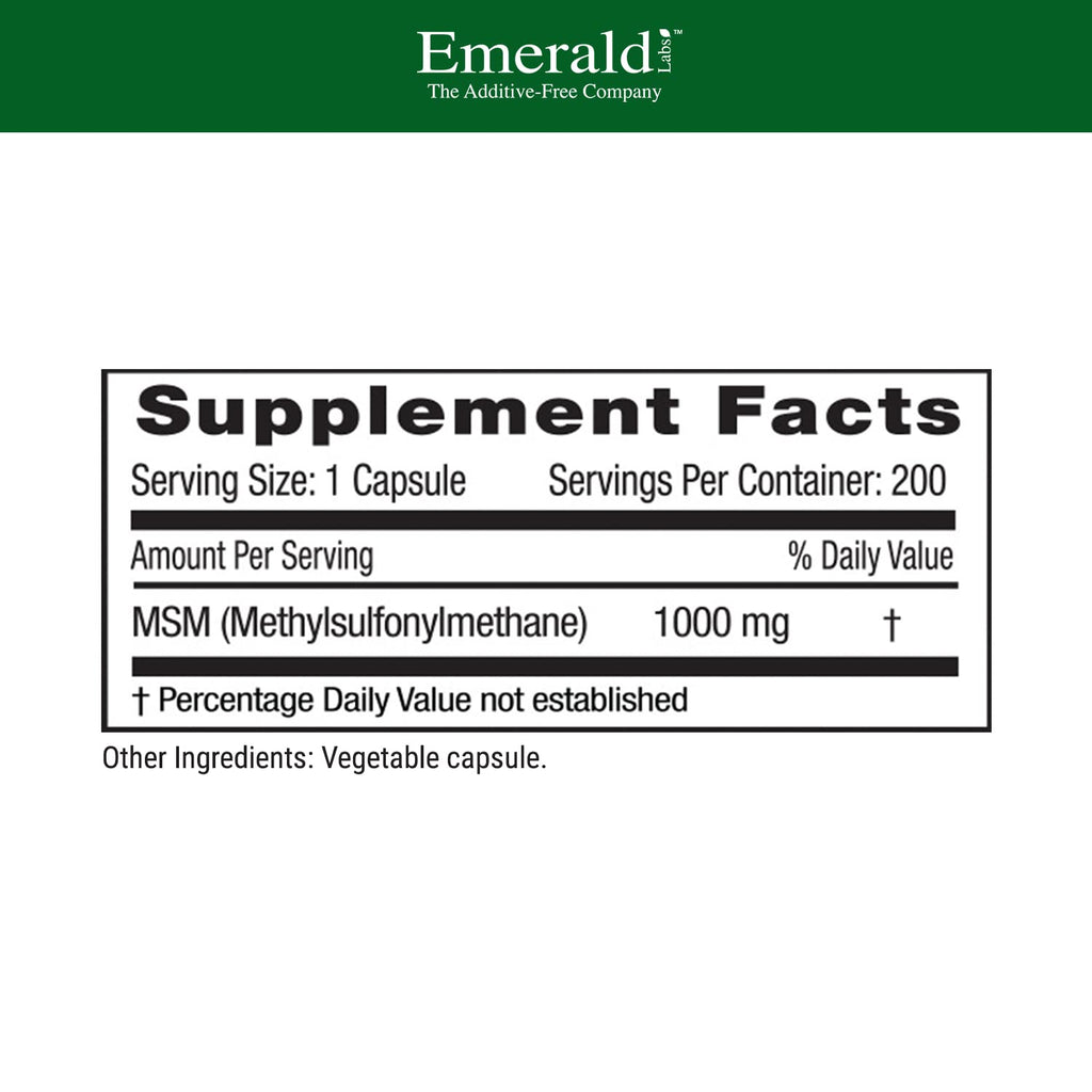 MSM 1000mg 200 Vegetable Capsules K6235