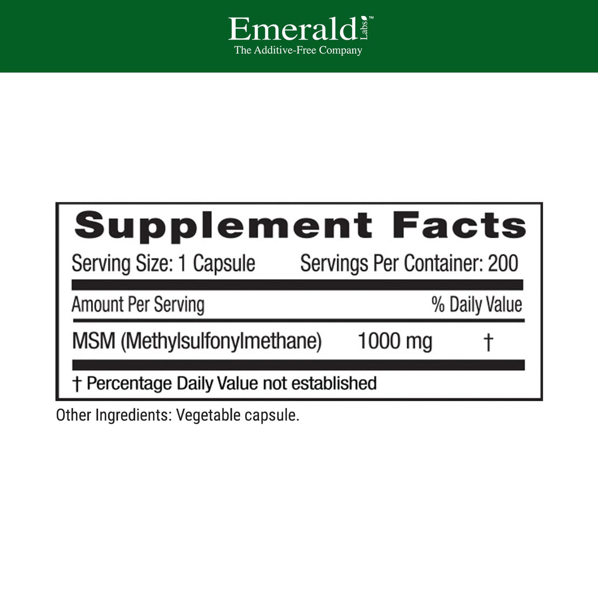 MSM 1000mg 200 Vegetable Capsules K6235