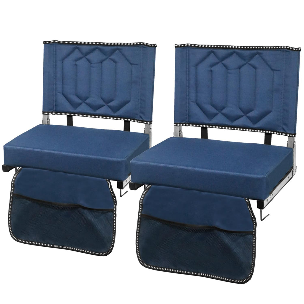 Portable Folding Stadium Seats with Back Support and Cushion, Navy, 2Pack J427502