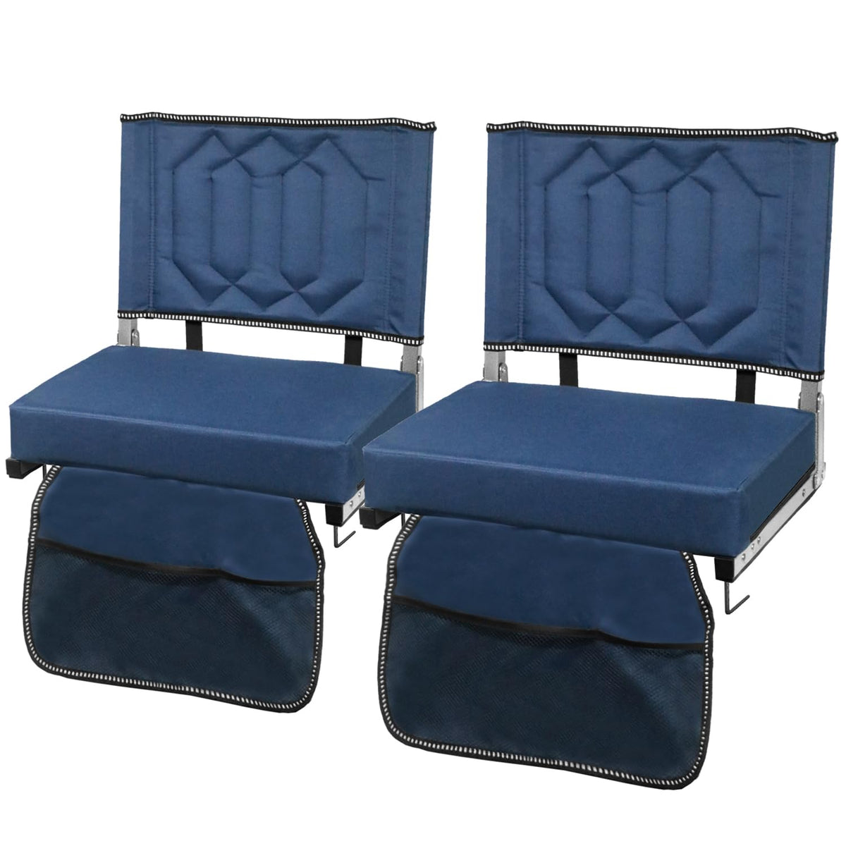 Portable Folding Stadium Seats with Back Support and Cushion, Navy, 2Pack J427502