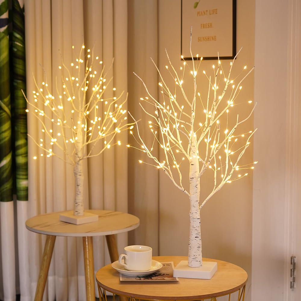 24" 2FT White Birch Tree with 144 LED Lights L776