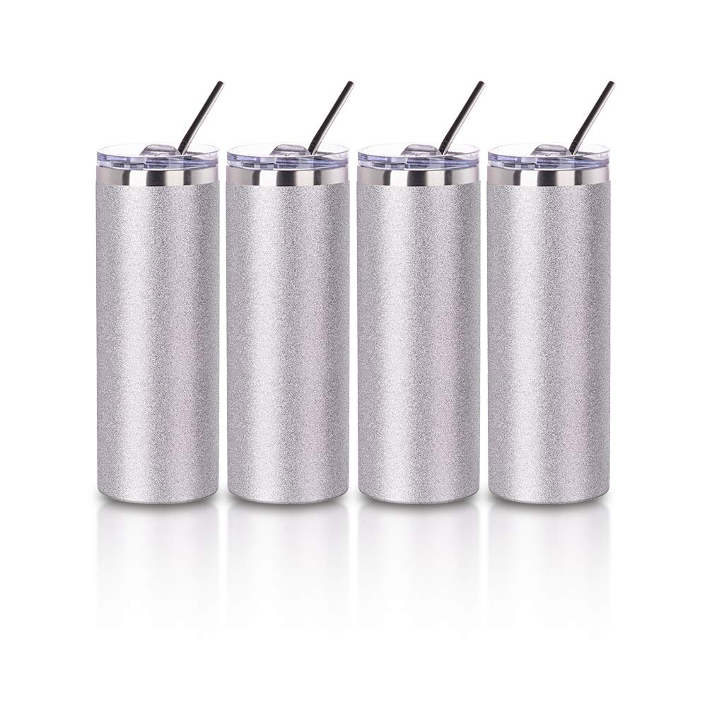 4 Pack 20 OZ Glitter Silver Tumblers M843322