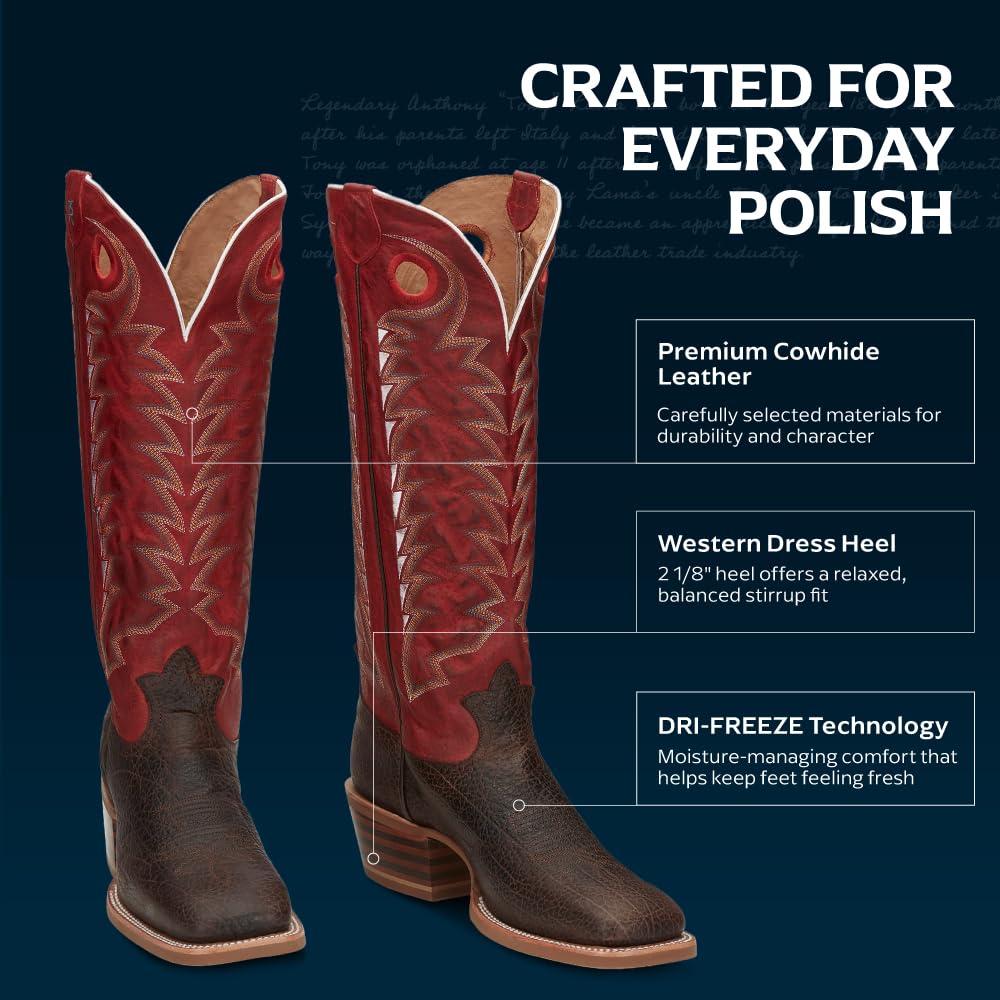 Cowhide Leather Square Toe Cowboy Boots D5855