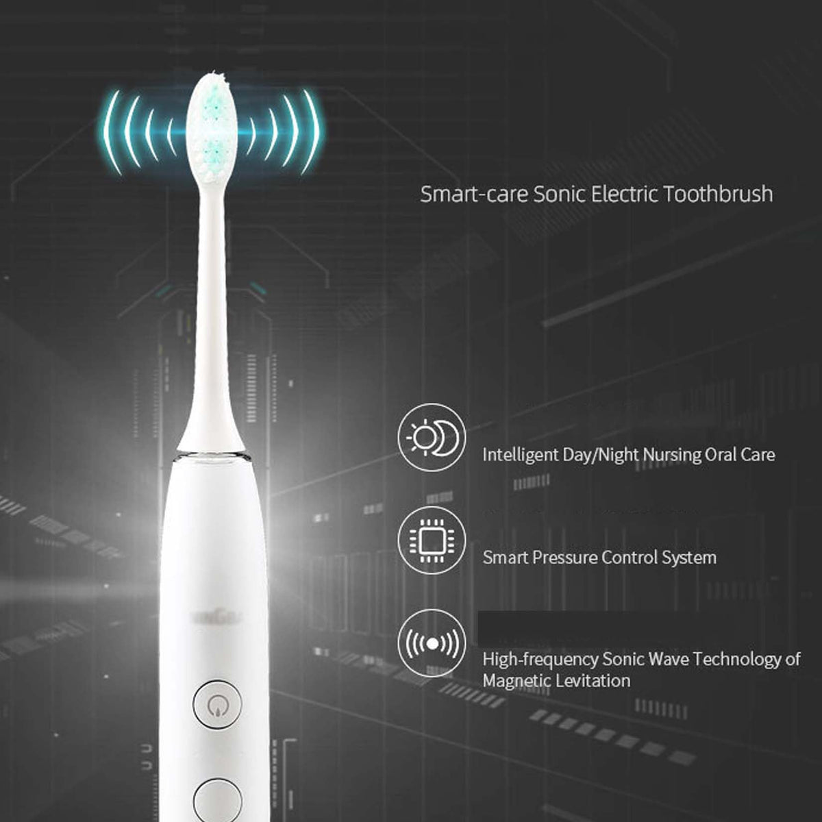 Sonic Electric Toothbrush, 5 Modes, 2-Minute Timer, 4 Brush Heads I176352
