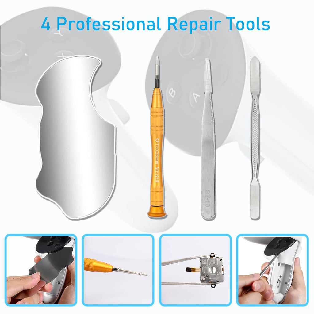 4 Pack Joystick Replacement Kit, Include 4 Joysticks, 4 Thumbstick Grips, T5 Screwdriver, Tweezer, Pry Tool J469179