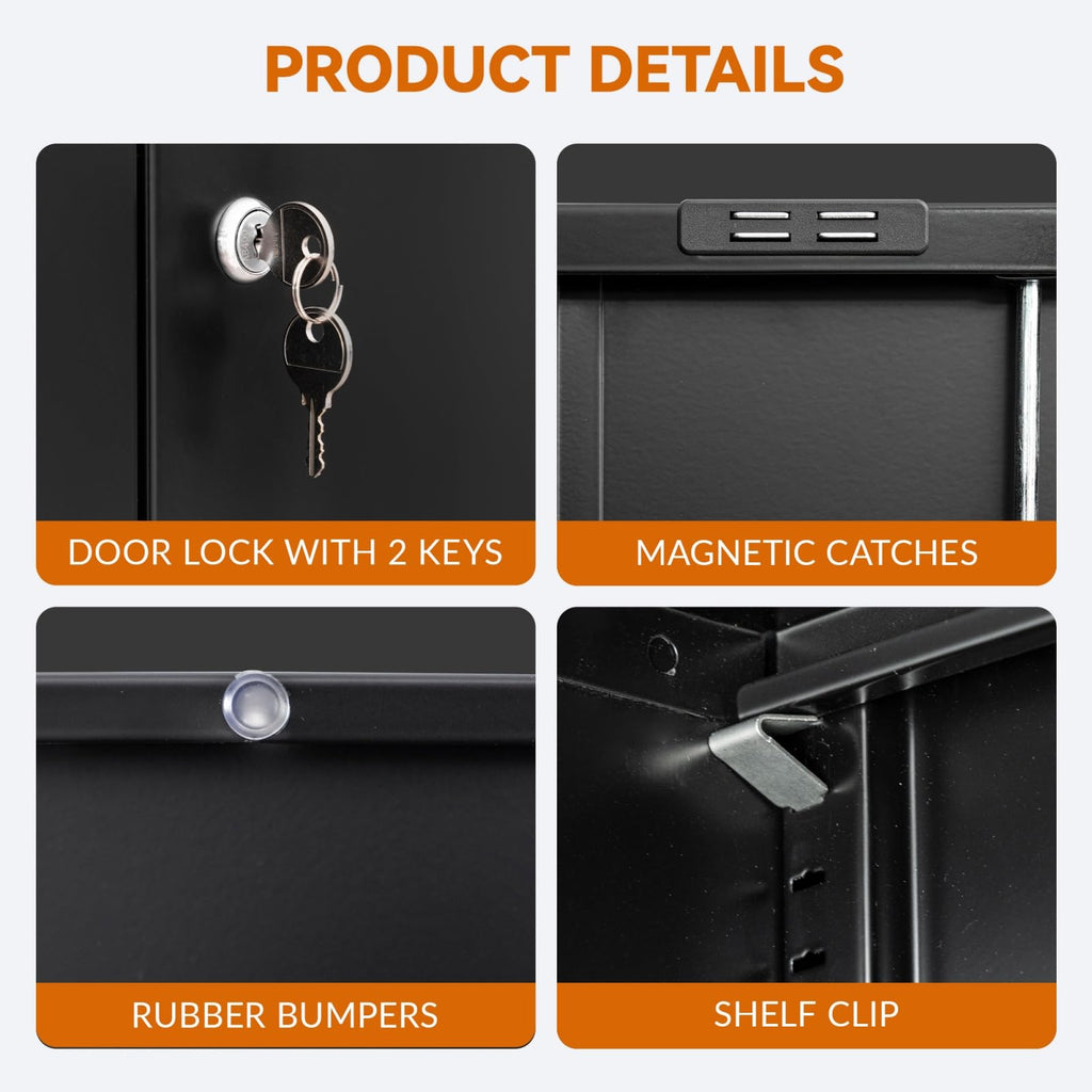 Black Metal Storage Cabinet with 2 Drawers E358914