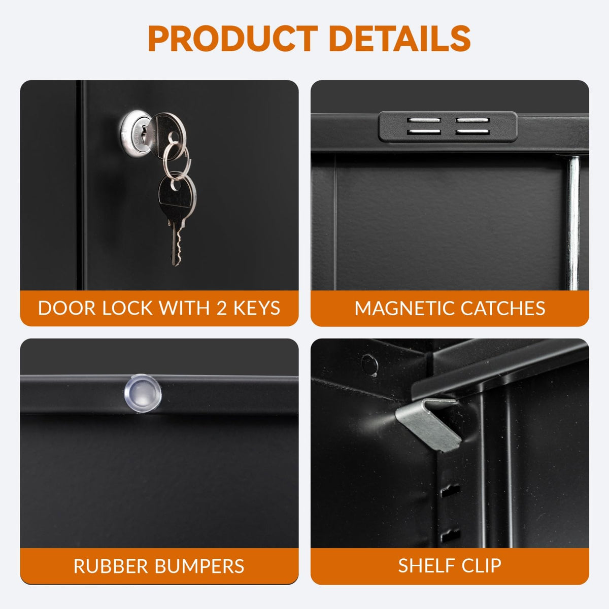 Black Metal Storage Cabinet with 2 Drawers E358914