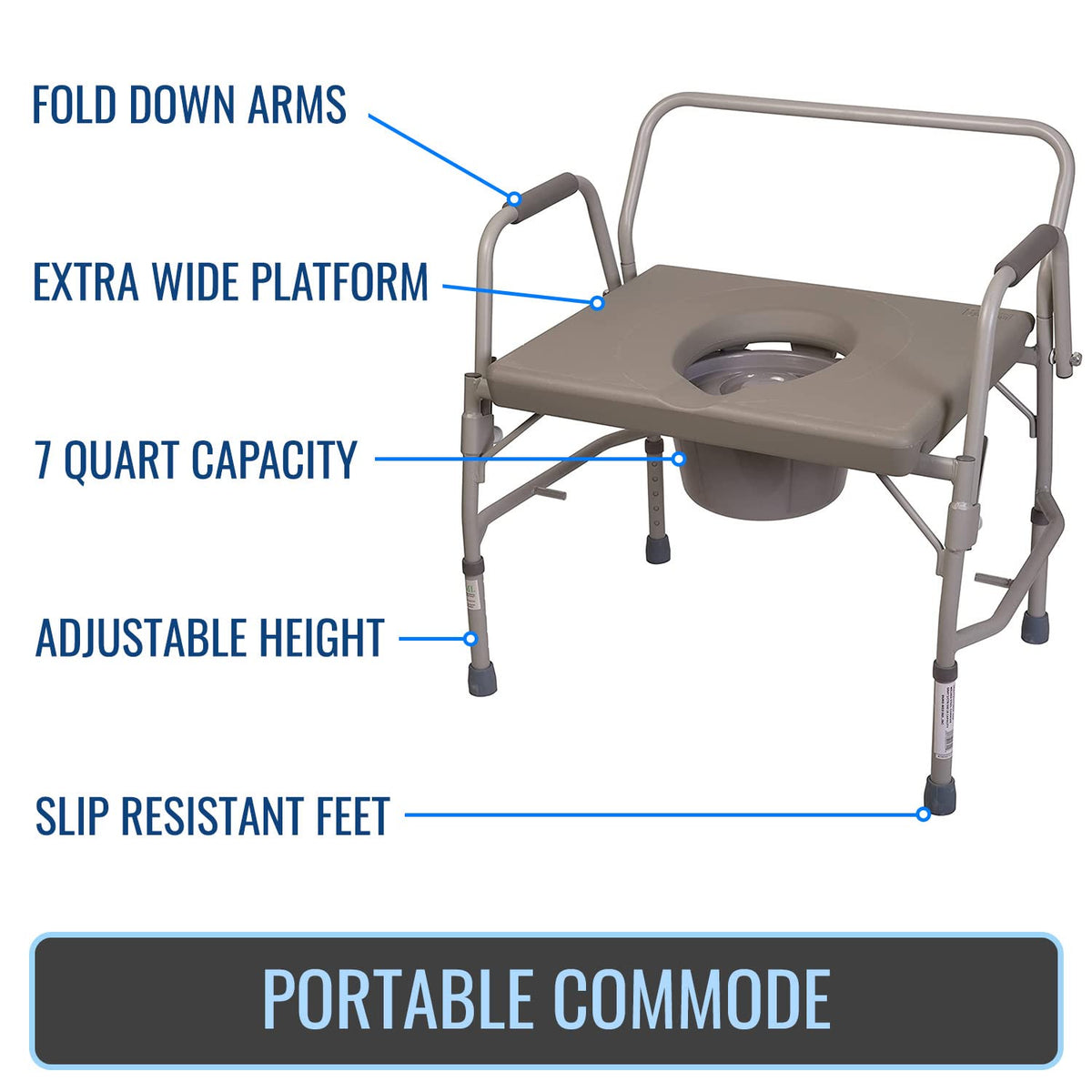 Portable Bedside Commode Chair with Handles O500