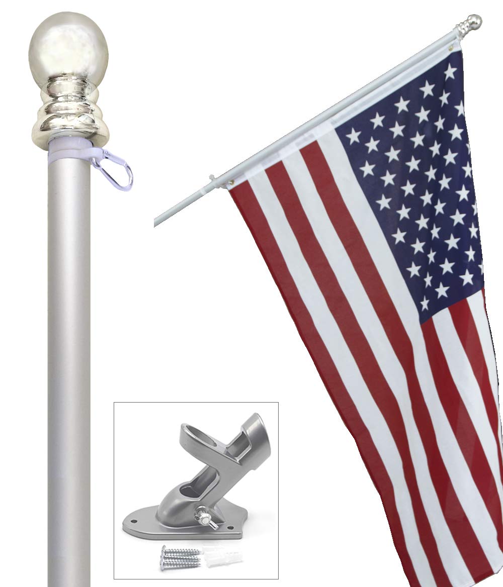 3x5 ft US Flag and 6 ft Aluminum Flag Pole Kit with Holder V180201