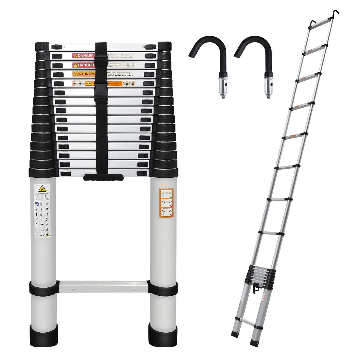 20.3ft Aluminum Telescoping Ladder with Hooks C562