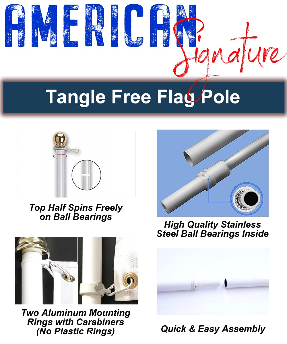 3x5 ft US Flag and 6 ft Aluminum Flag Pole Kit with Holder V180201