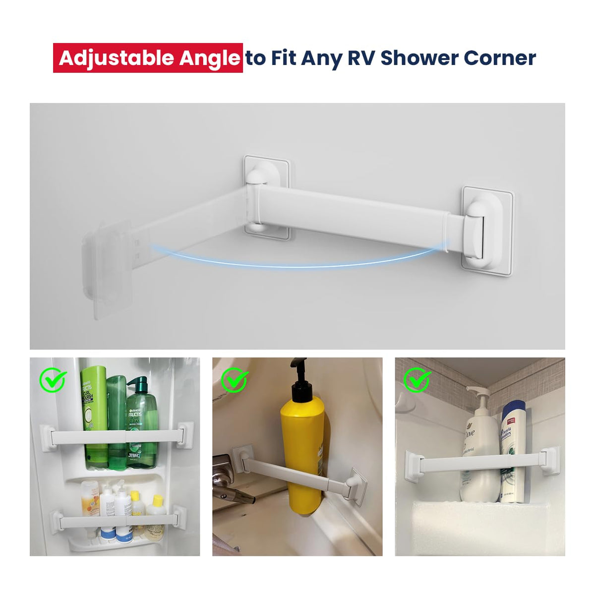 Adjustable RV Shower Corner Storage Bar and 14''x14'' RV Vent Cover 2pack J241