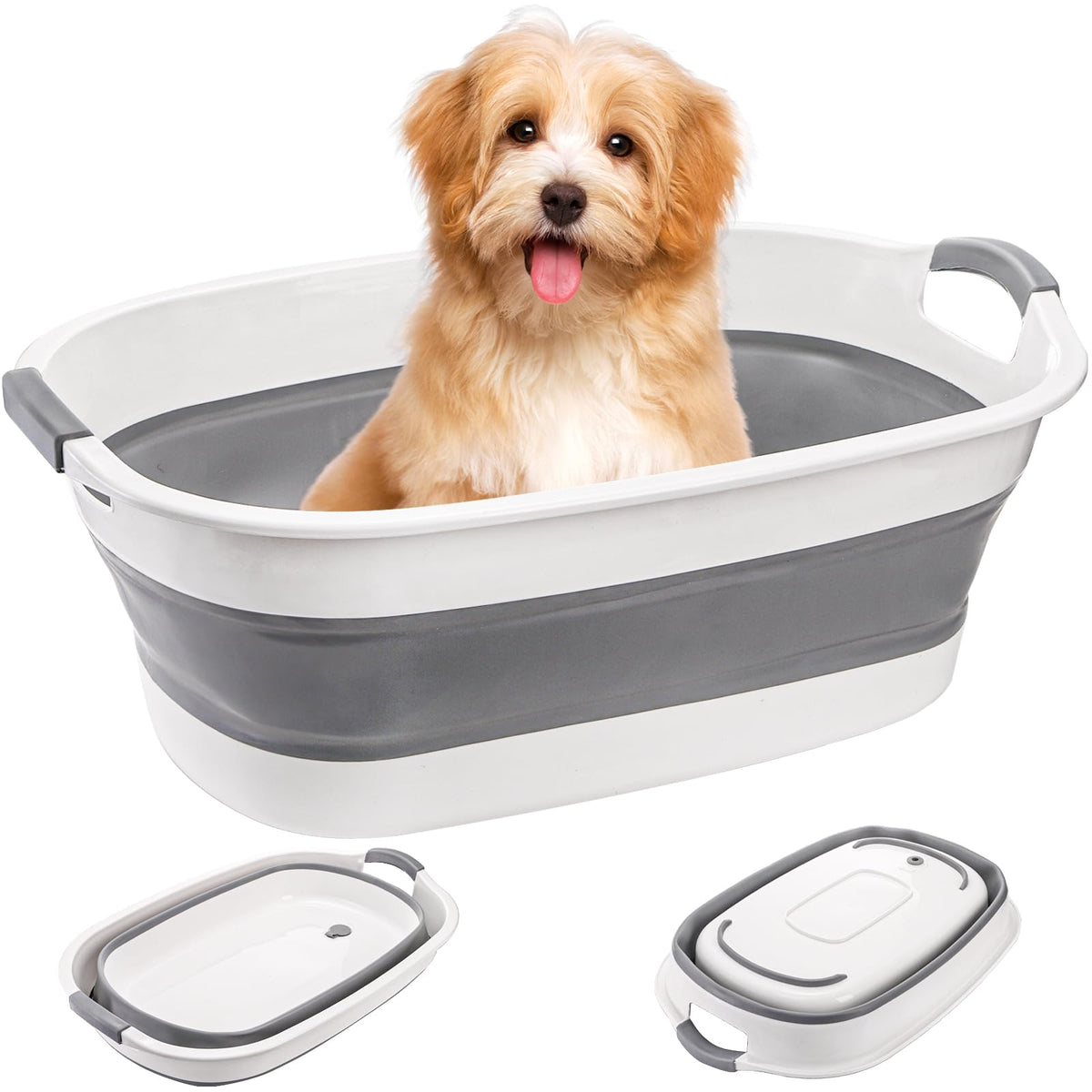 Collapsible Plastic Pet Bathtub with Drain Plug A9092