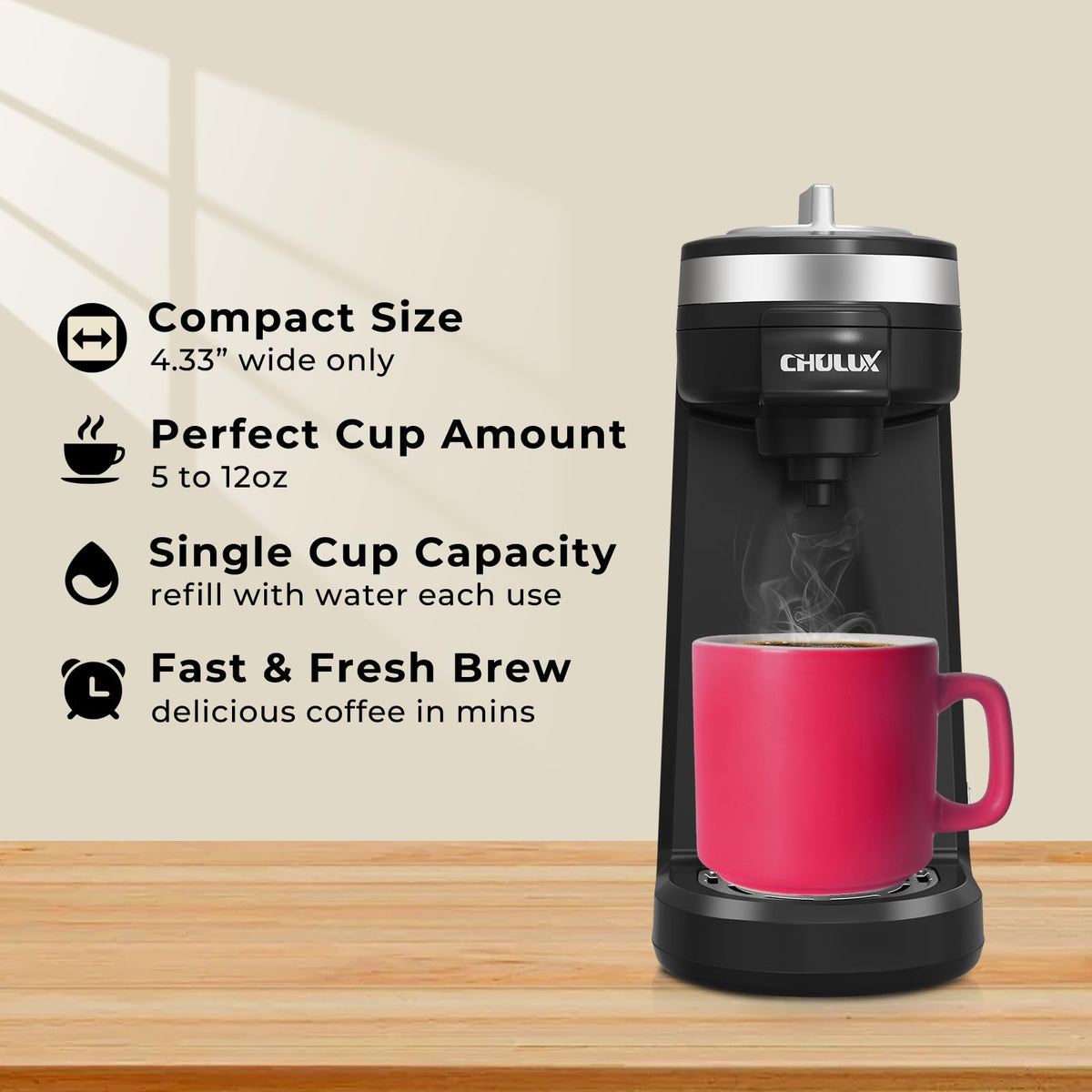 Black Mini Single Serve Coffee Maker S65057