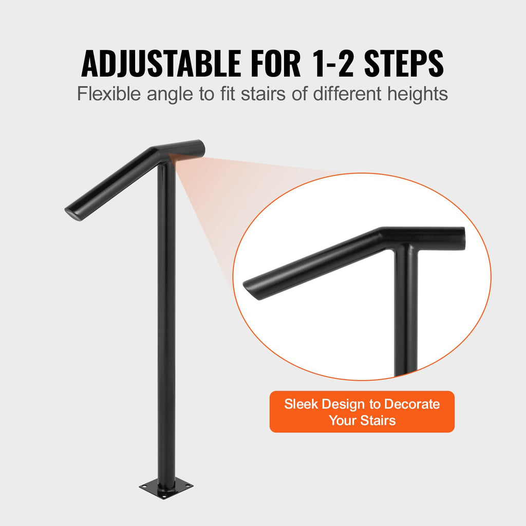 Black Steel Railing 330LBS Capacity Metal Handrails P7771