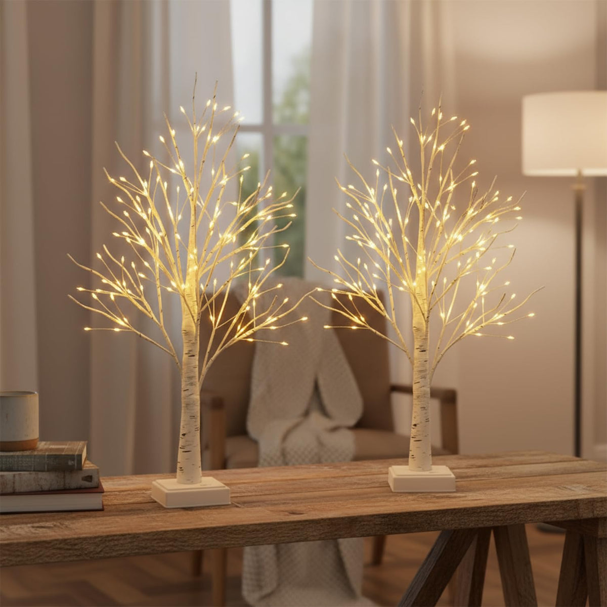 24" 2FT White Birch Tree with 144 LED Lights L776