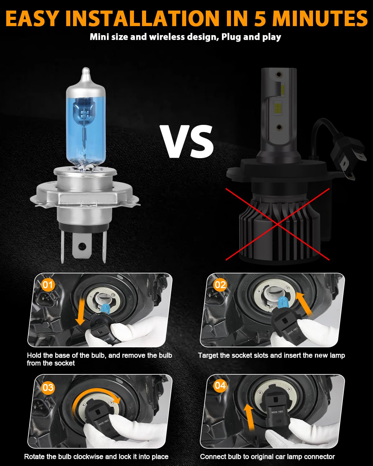 H4 Halogen Headlight Bulbs, Pack of 2 W35653