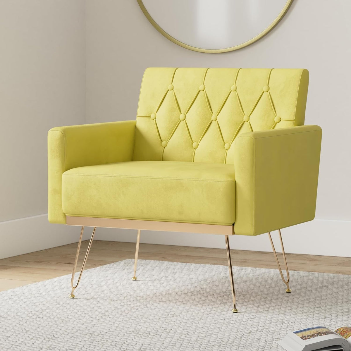 Green Velvet Accent Chair with Arm H52824