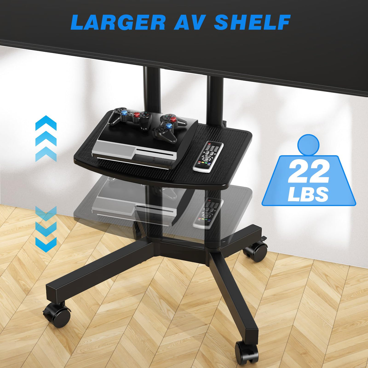 Rolling TV Stand with Laptop Shelf, Height Adjustable up to 88lbs G1426