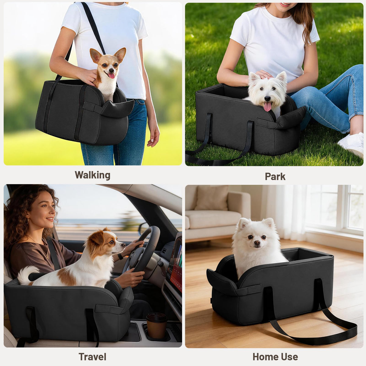 2-in-1 Dog Car Seat & Shoulder Carrier Dark Grey G268
