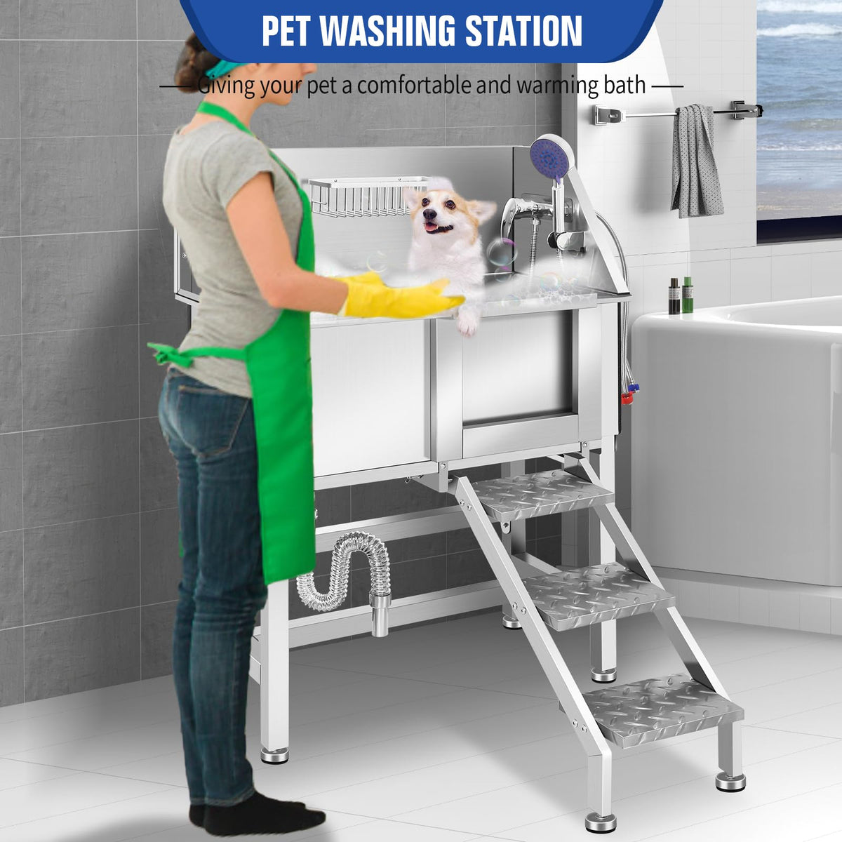 Stainless Steel Dog Washing Station W61200