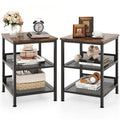 3-Tier End Table Set of 2 with Mesh Storage Shelves Y38786
